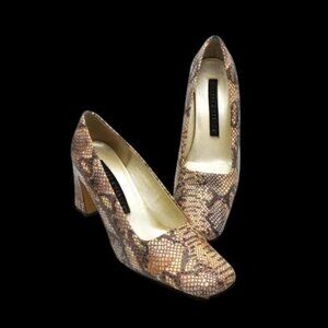 Hillard & Hanson Python Leather Block Heels